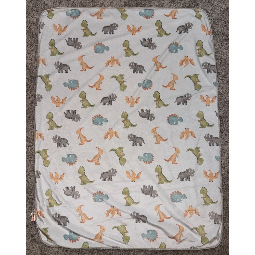 Lullaby Lane Tan‎ Sherpa Dinosaur Baby Blanket Brown Sherpa